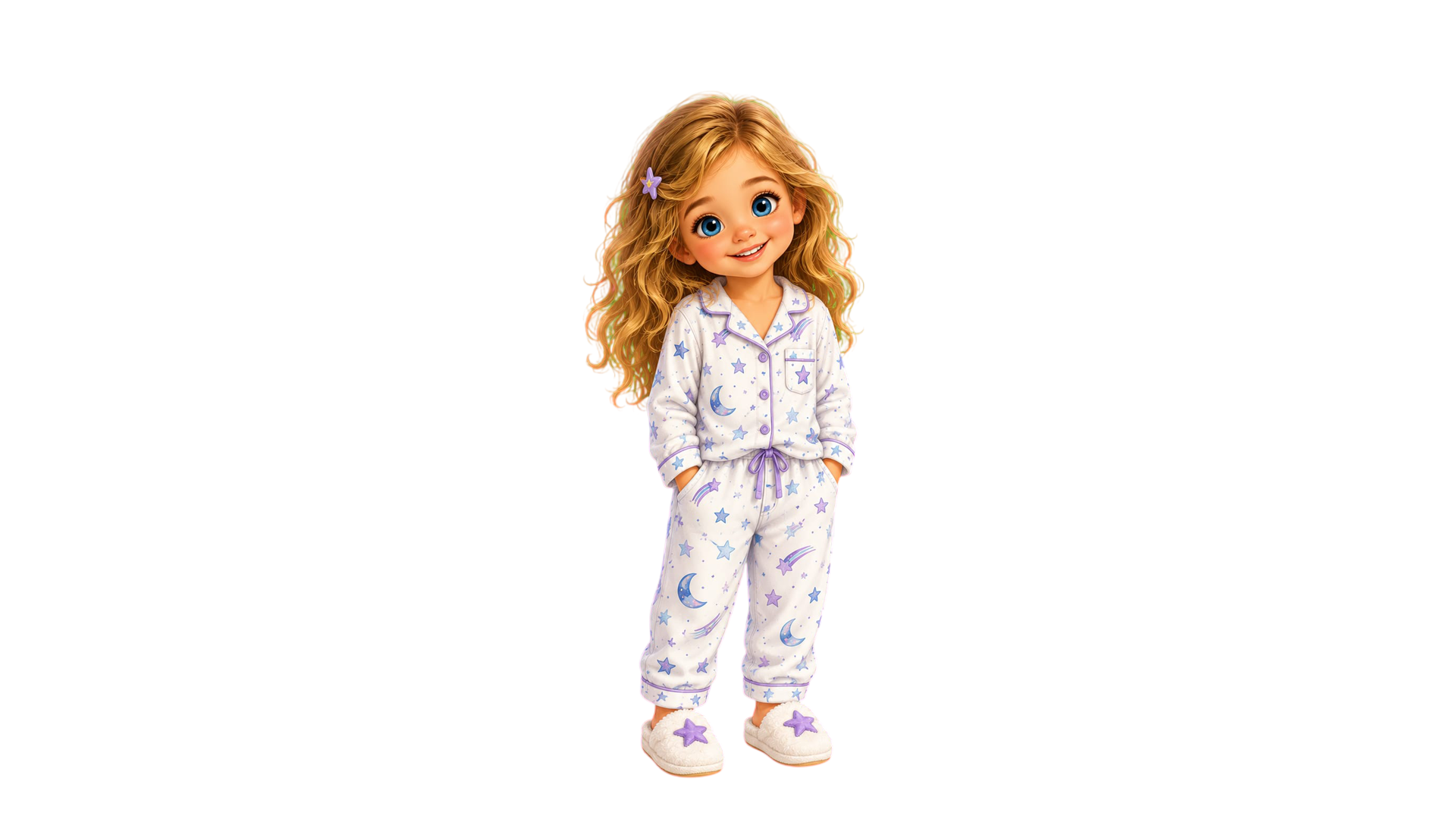 Mia in starry pajamas